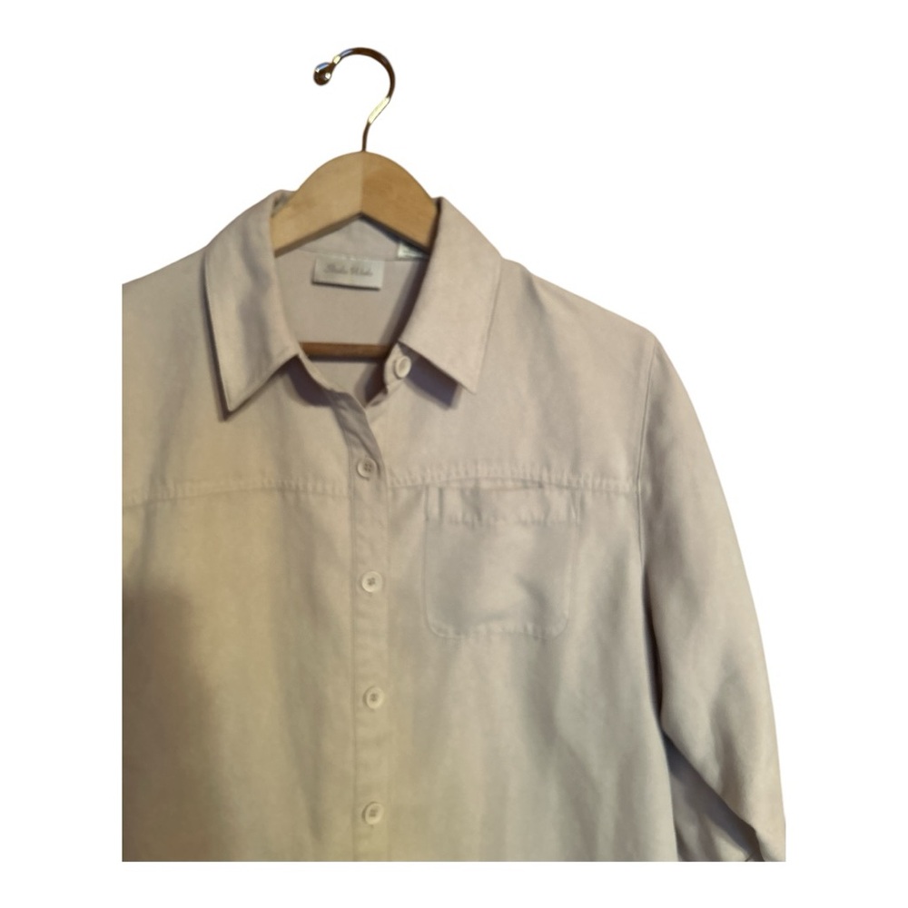 Vintage Studio Works Beige Faux Suede Classic Button Up Women’s Size Medium - Picture 2 of 4